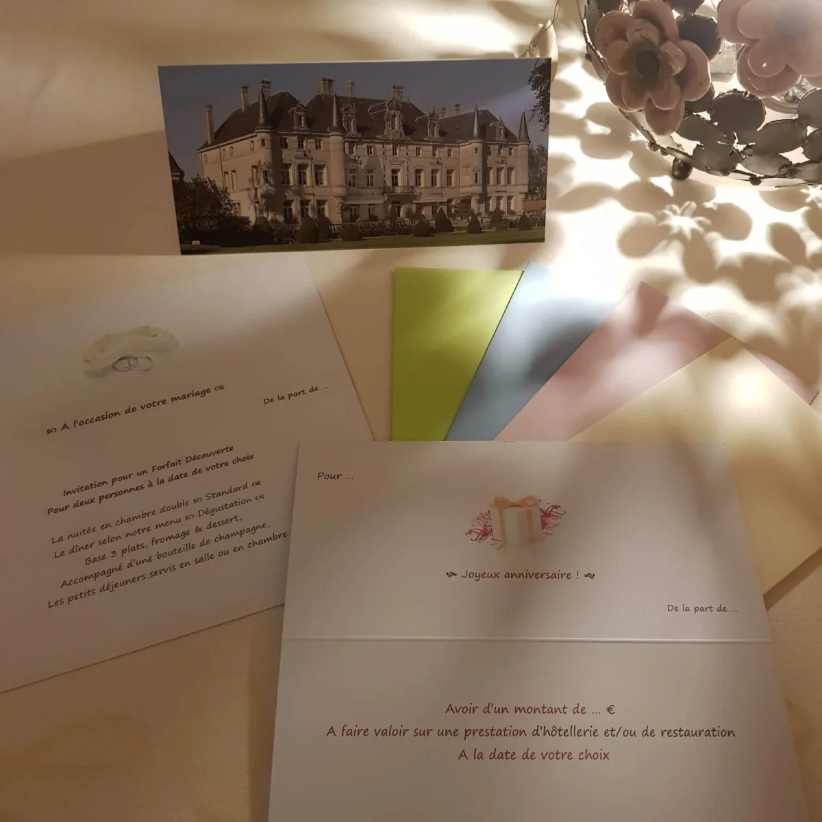 Une sélection de bons cadeaux du château